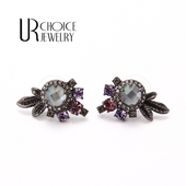 英国新兴品牌MarchS黑紫色花朵婉约耳钉 GENUINE CHOICE