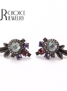 【UR CHOICE】GENUINE●英国新兴品牌MarchS黑紫色花朵婉约耳钉