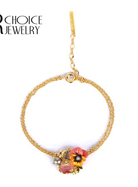 URCHOICE珐琅三色堇双层手链