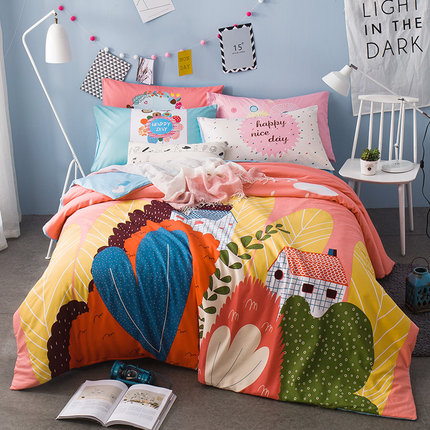 七好啄木鸟民族风纯棉四件套床上用品 全棉单双人1.5m1.8m床套件