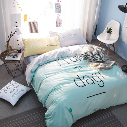 七好啄木鸟全棉四件套 纯棉床单被套1.8m床双人1.5米床上用品套件