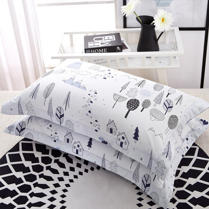 七好啄木鸟【一对装】全棉斜纹枕套枕芯套 纯棉枕头套 48*74枕套