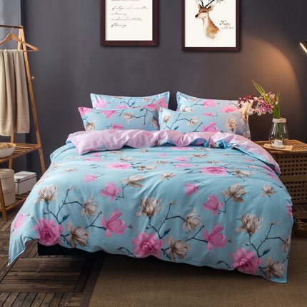 七好啄木鸟纯棉四件套全棉 简约床上用品1.5m床单被套双人1.8米床