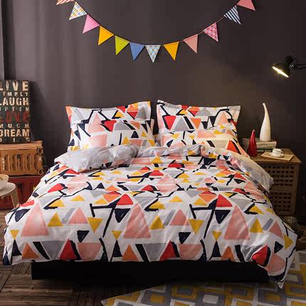 七好啄木鸟纯棉四件套全棉 简约床上用品1.5m床单被套双人1.8米床