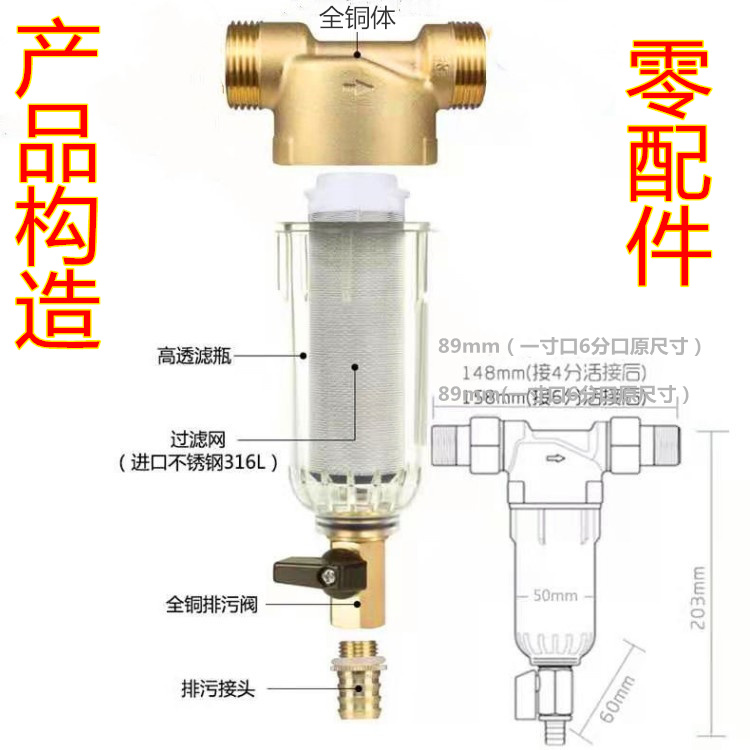 扳子网芯壁挂炉回水除垢过滤器