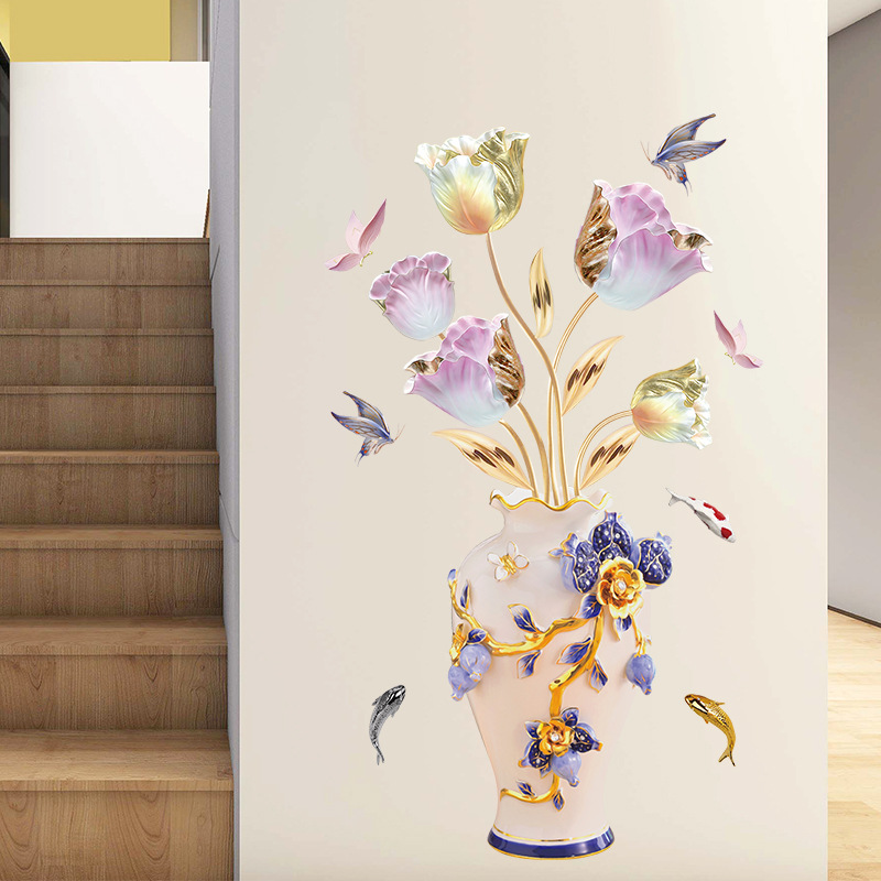 爱都YC9206花瓶3d立体贴纸客厅玄关装饰贴纸墙贴纸