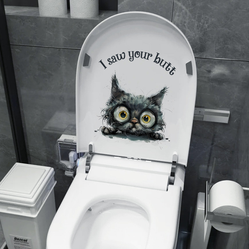 爱都跨境ch33557小猫咪浴室卫生间马桶贴马桶水箱装饰防水自粘贴