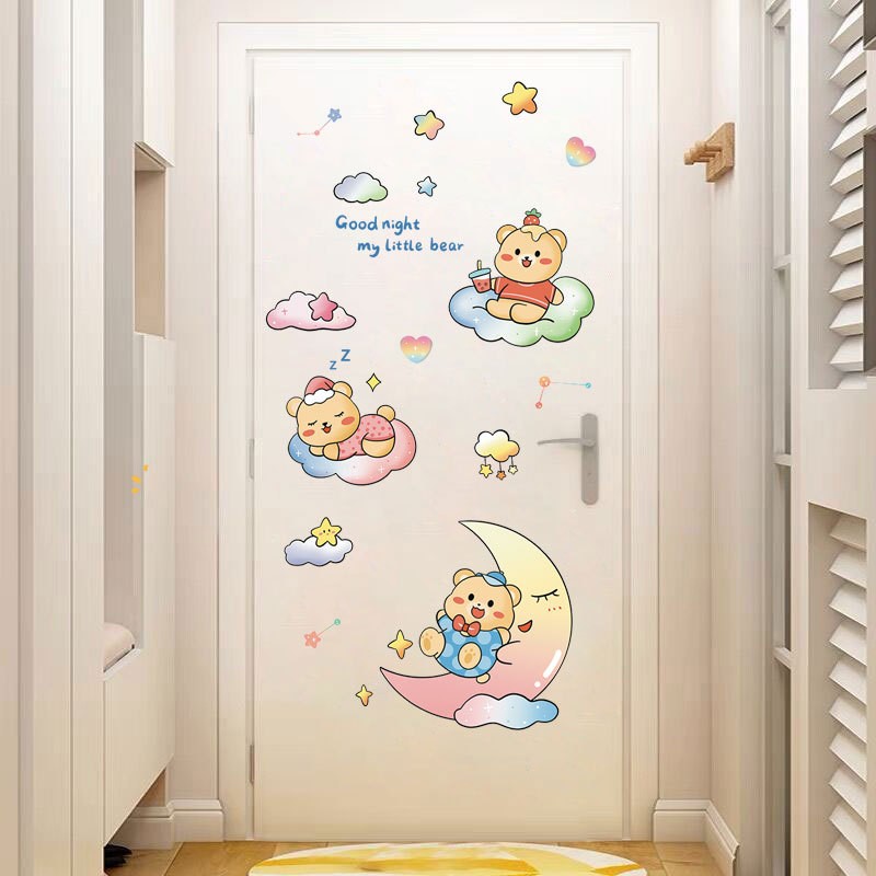 幼儿园可爱房间墙纸卡通床头装饰儿童动物自粘贴纸墙贴画布置卧室
