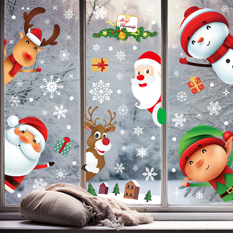 爱都亚马逊新品S1-S11圣诞节DIY窗花贴静电贴纸墙贴卧室客厅玻璃