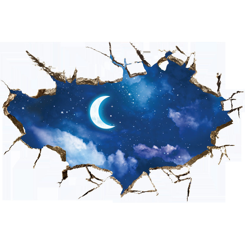 爱都SK9227木拉城堡破裂墙月球个性创意卧室床头沙发玄关背景装饰