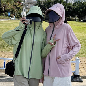 UPF50+原纱防晒衣女夏季户外防紫外线面罩遮全脸骑车开车遮阳薄款