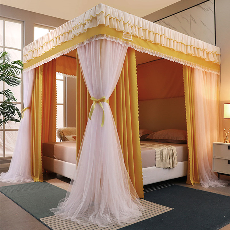 遮光家用蚊帐双层床帘带支架