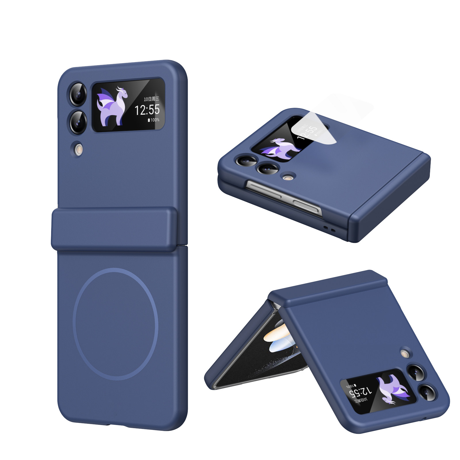 适用新款超薄内置Magsafe无线充三星zflip3/4/5/6手机壳中轴铰链flip7壳膜一体折叠屏7FE保护套Case全包防摔