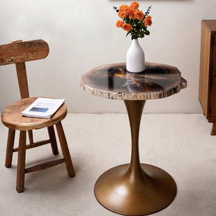 木化石原石小边几简约现代茶几客厅家用天然硅化木石桌面阳台角几