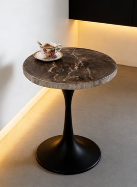 简约现代天然木化石硅化木边几