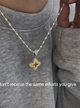 纯银镀金拼接意大利米珠链