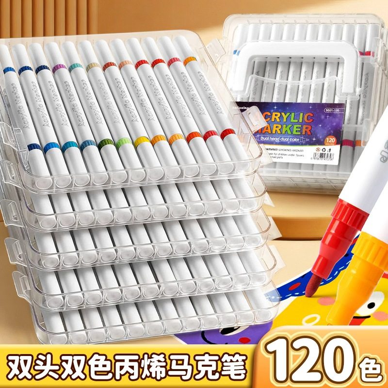 丙烯马克笔小学生美术专用水彩笔不透色可叠色幼儿园双头双色彩笔儿童水性彩色画笔拍立得涂鸦笔绘画颜色笔,文具电教/文化用品/商务用品,马克笔,淘宝优惠券,粉丝福利购,淘宝优惠卷
