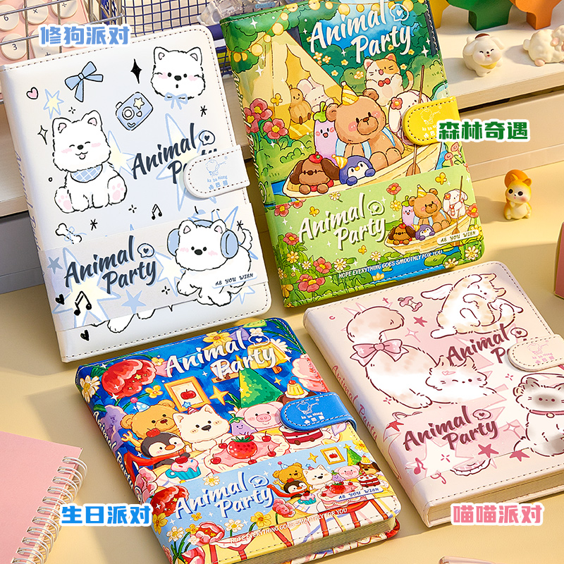 皮面磁扣本笔记本本子加厚卡通可爱高颜值全彩内页手账本日记本小学生初中生专用记事本2025年新款女生记录本