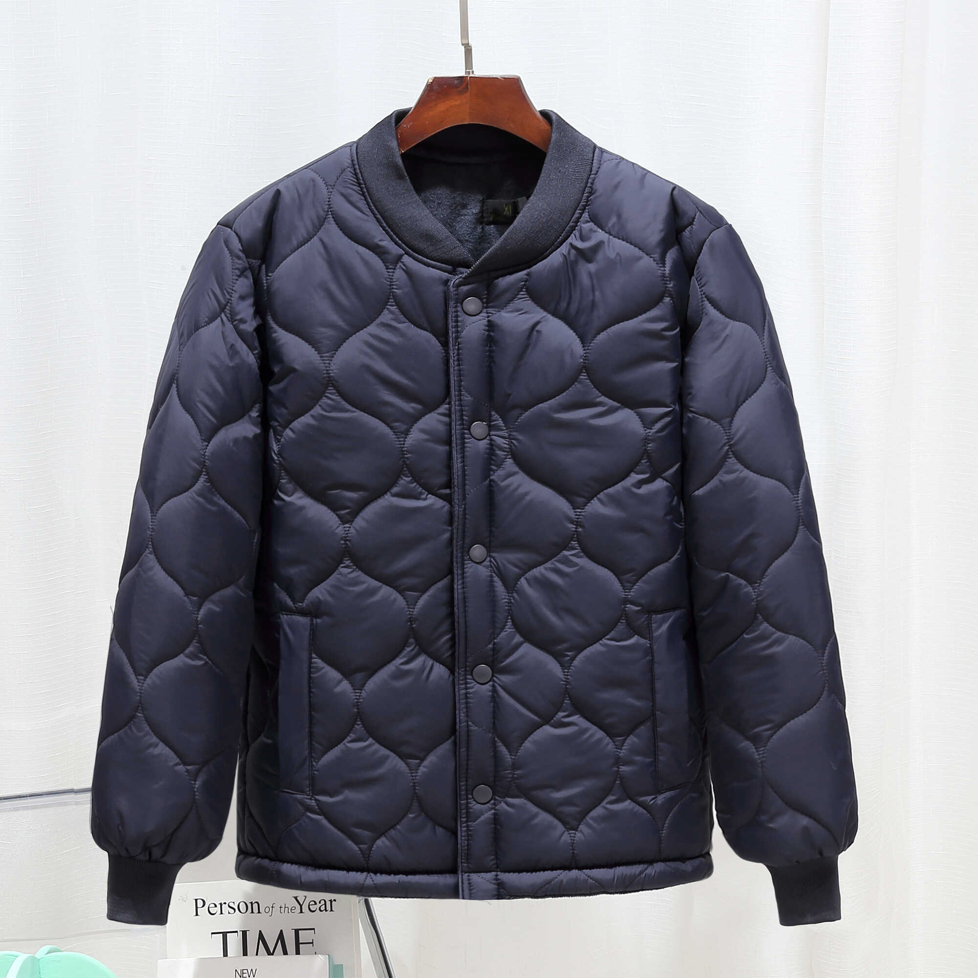 校服神器棉衣内胆爸爸冬季棉服男款中老年大码上班成人无领棉服