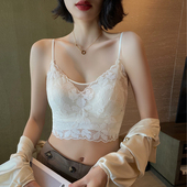 法式 薄款 性感蕾丝内衣 夏季 细吊带背心女内搭带胸垫美背文胸一体式