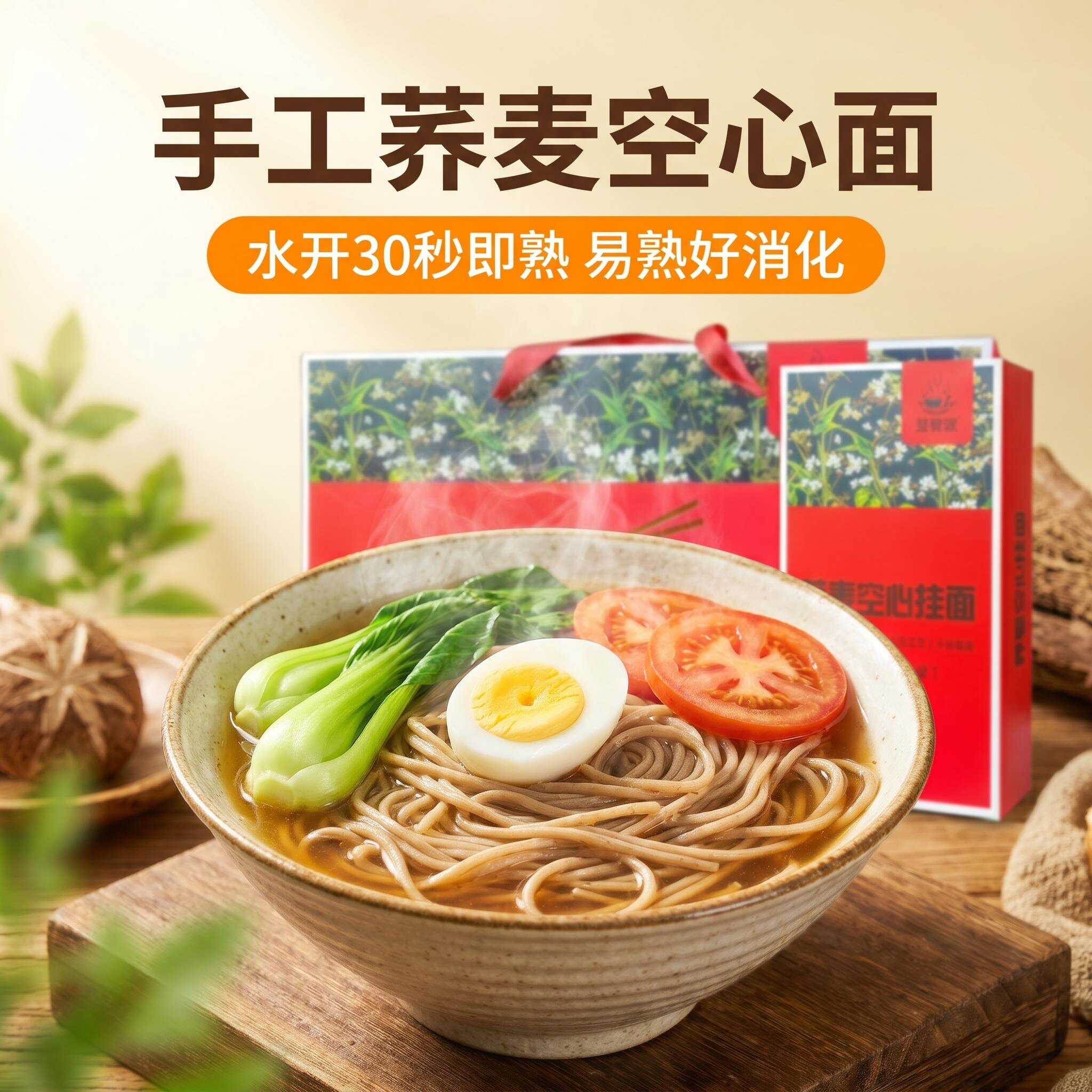 河北邢台威县手工荞麦空心面超细挂面龙须面发酵细面条煮面速食