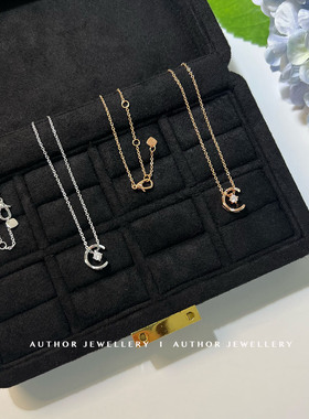 AUTHOR 「美少女水冰月」菱格小金豆锁骨链 925银月亮钻石项链