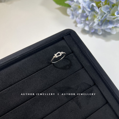 AUTHOR 「戴不腻」马蹄麻花扣戒指 U型925纯银叠戴轻奢镶钻食指戒