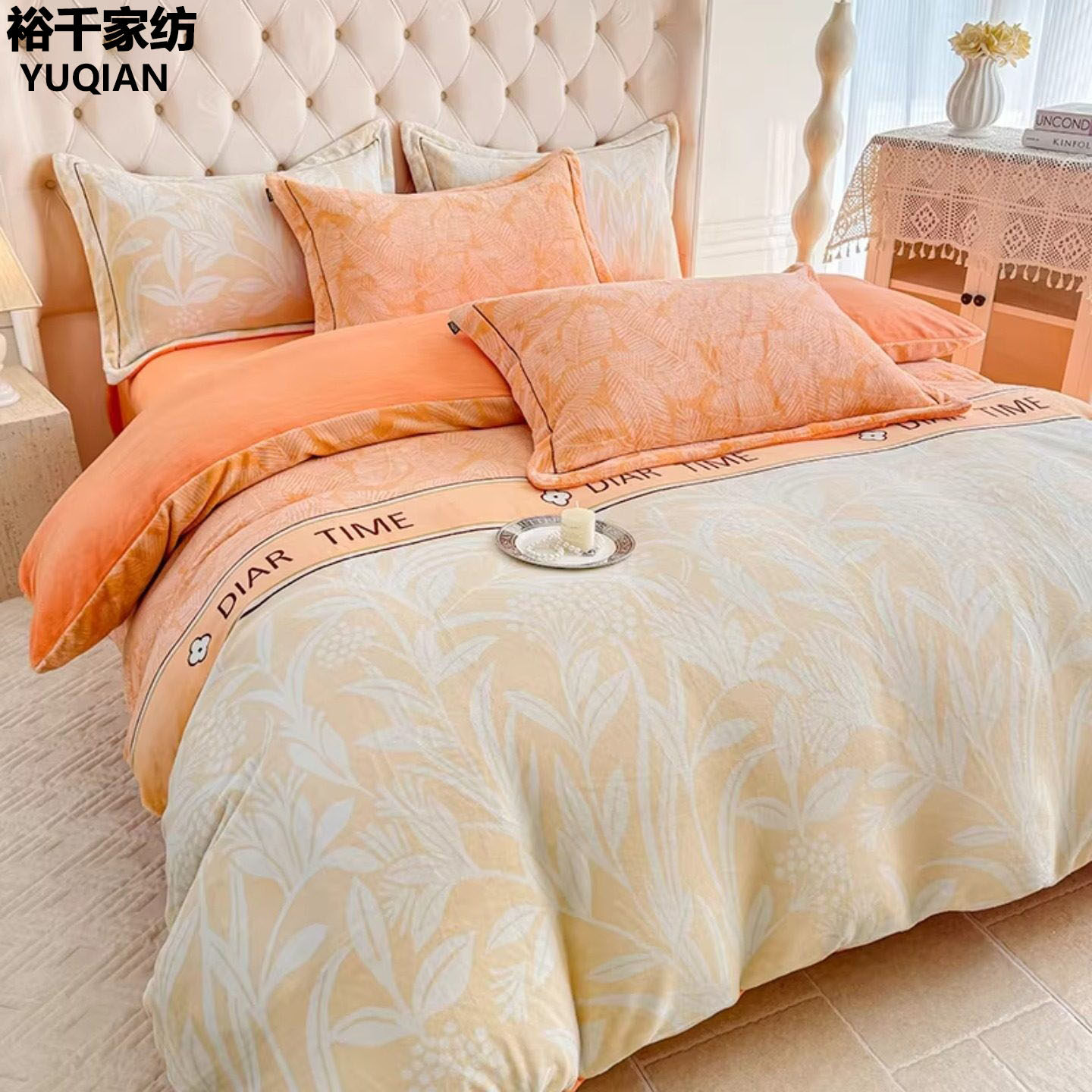 轻奢高级感牛奶绒四件套冬季加绒加厚保暖床品主卧室珊瑚绒床笠款
