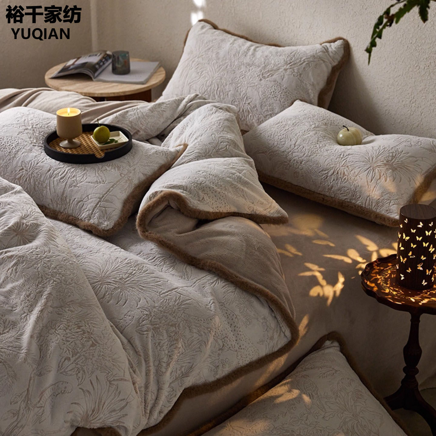 轻奢高级感雕花冬季牛奶绒四件套双面绒珊瑚绒2026新款主卧室床品