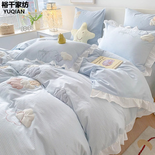 小清新A类母婴级纯棉四件套冬季加厚100全棉2025年新款床笠款床品
