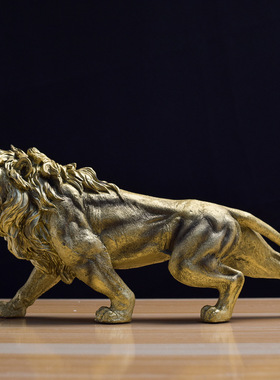 新中式狮子树脂桌面摆件装饰品