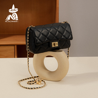 稻草人气质小香风菱格链条包