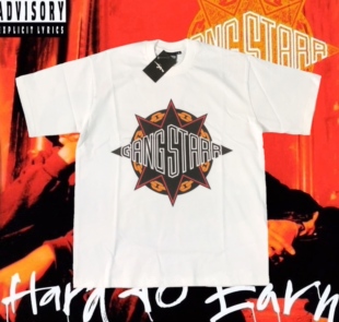 街头hiphop美式 oldschool 说唱复古gangstarr 宽松Bboy小领口T恤