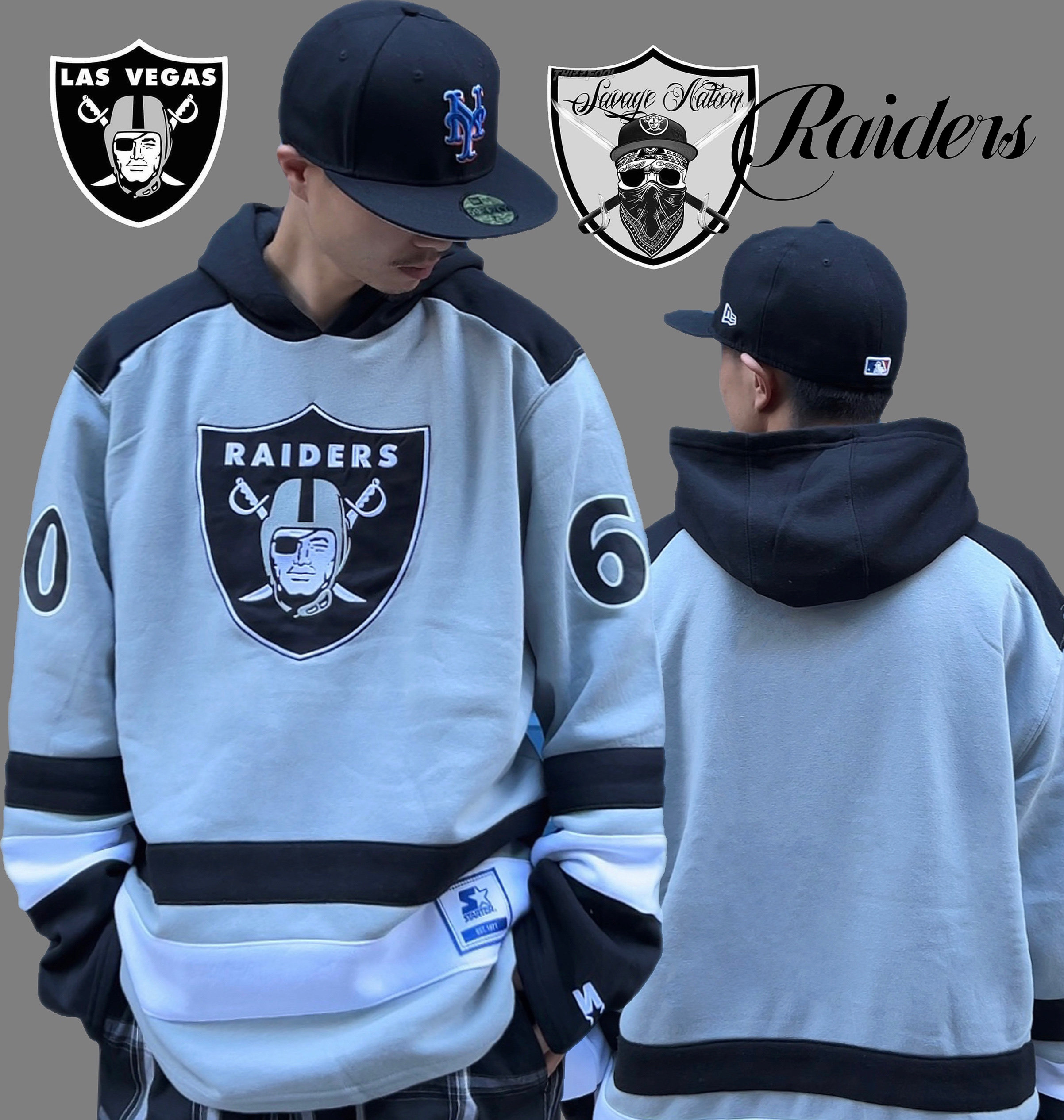 raiders突袭者美式嘻哈hiphop复古oldschool街头ins宽松连帽卫衣
