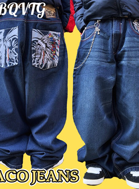 海外带回PACO jeans y2k 绝版hiphop宽松嘻哈街头复古街头牛仔裤