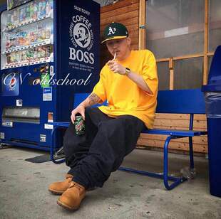 重磅oldschool宽松街舞oversize大码厚实滑板 hiphop纯黑色牛仔裤