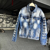潮流韩版 D2牛仔外套男修身 欧美潮牌磨白帅气夹克 轻奢美式 春秋季