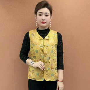 2026春季新中式盘扣马甲女中老年显瘦洋气妈妈装中式大襟背心