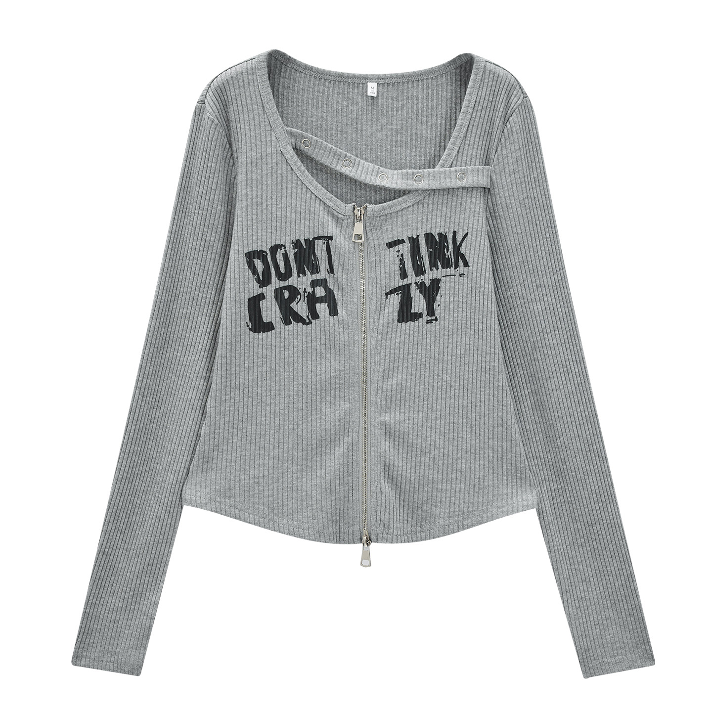 爱依家 2025秋新款字母印花甜酷个性辣妹气质设计感修身百搭上衣