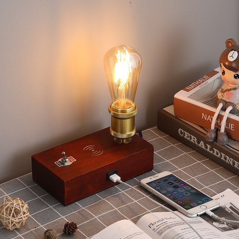 广东中山古镇北欧木艺台灯欧式复古卧室床头灯主卧创意温馨客厅书
