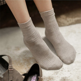 纯棉女袜韩国进口彩色纯棉袜子螺纹纯色短袜糖果色休闲袜百搭舒适