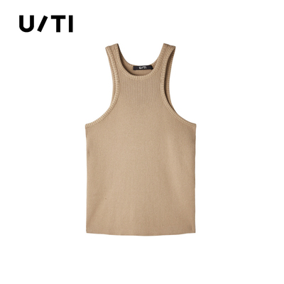 U/TI工字挖肩针织背心女显瘦外穿遮副乳圆领吊带尤缇2026春季新款