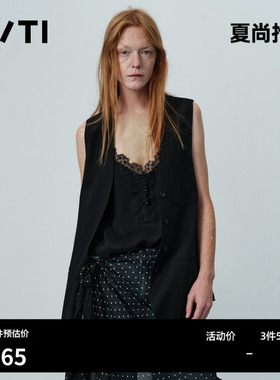 U/TI黑色无袖马夹女V领薄款一手长外穿西装马甲 尤缇2026夏季新款