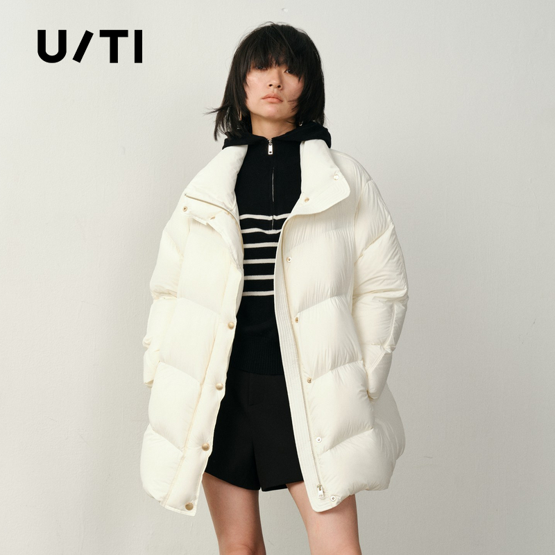 U/TI简约云感廓形羽绒服女装蓬松泡芙白鸭绒外套尤缇2025冬季新款
