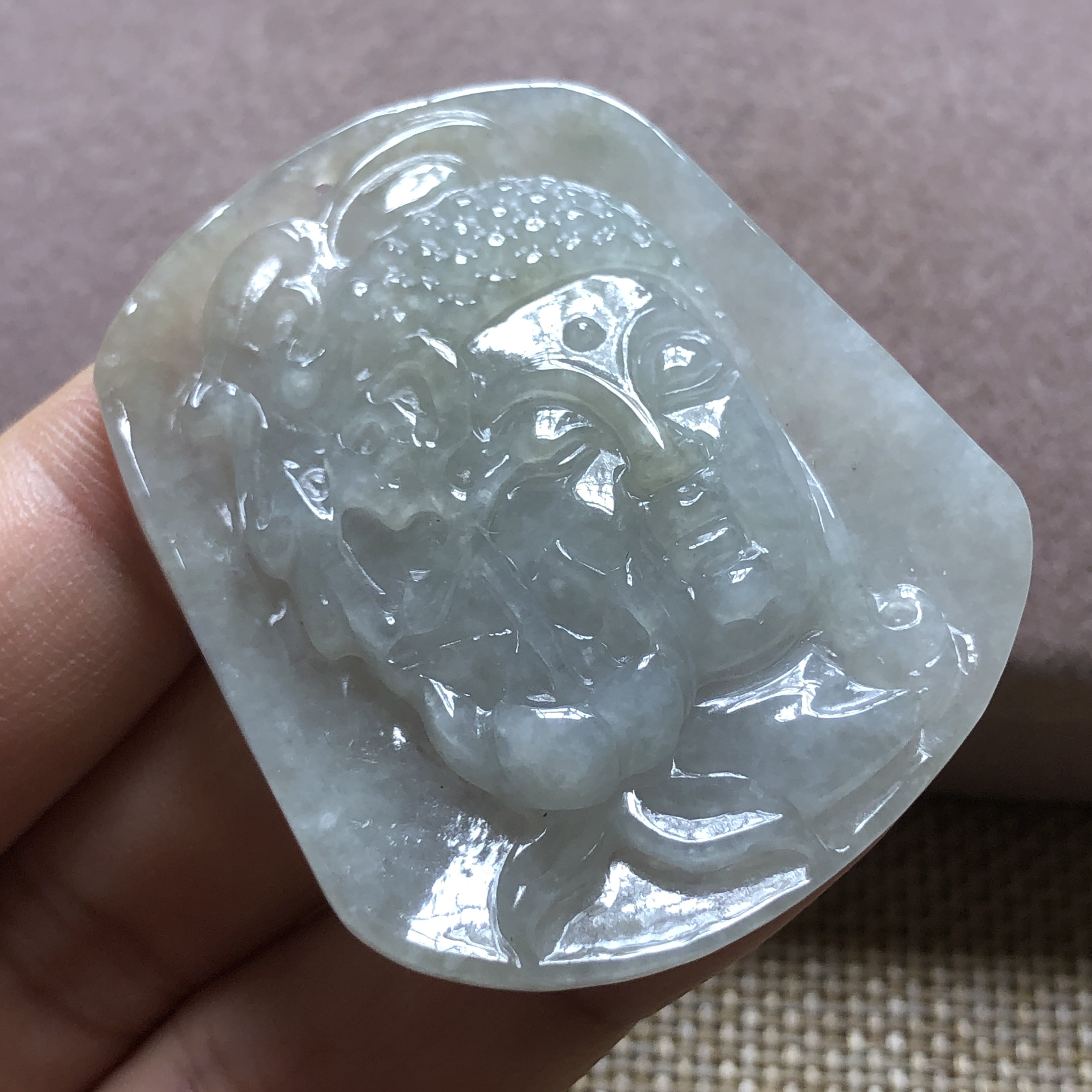 缅甸玉石A货翡翠玉雕玉器文玩冰糯种大日如来佛祖玉牌挂件吊坠