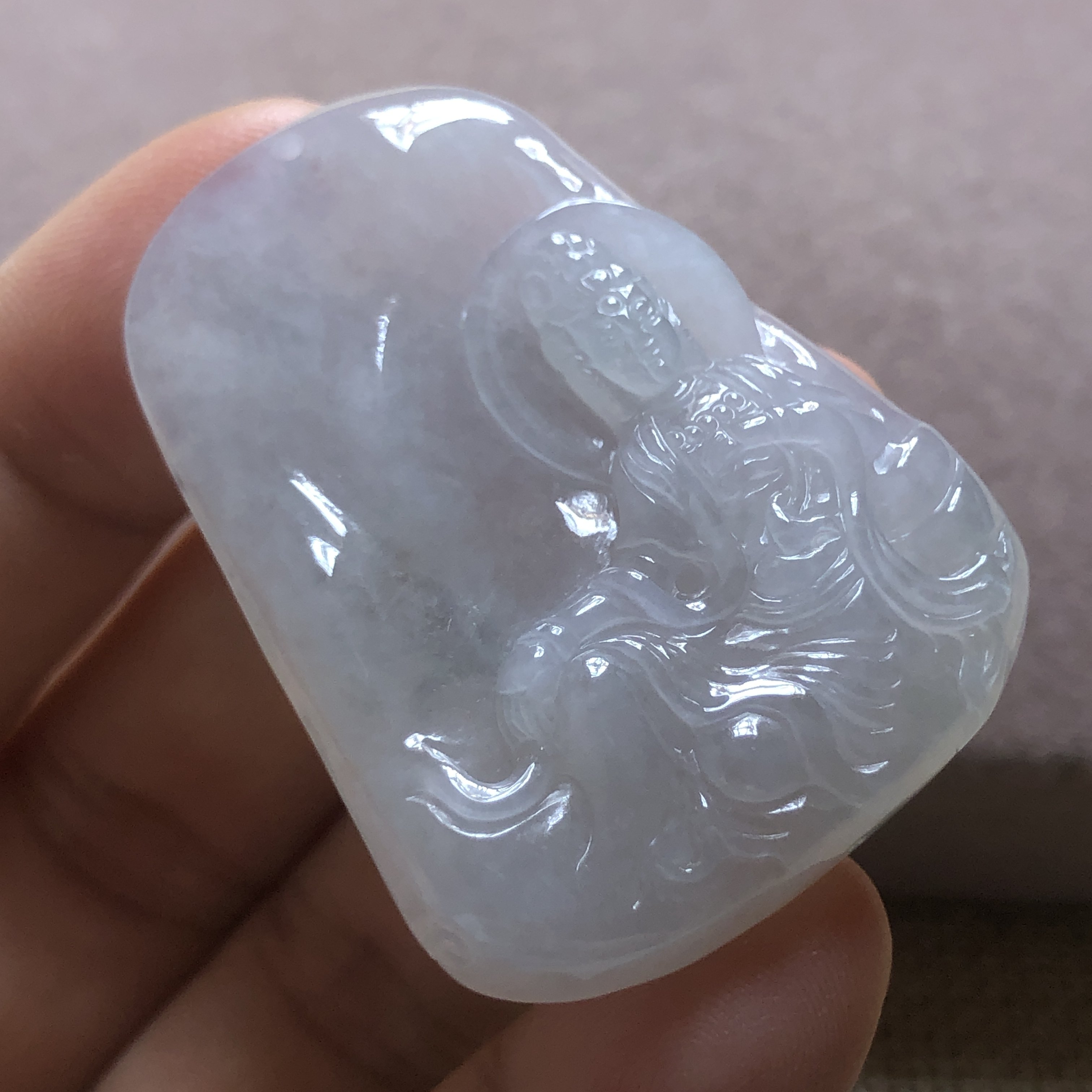 缅甸玉石A货翡翠玉雕玉器文玩老坑料冰糯种自在观音玉牌挂件吊坠