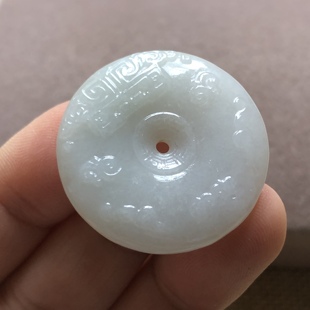 缅甸玉石A货翡翠玉雕玉器文玩冰糯种精雕仿古平安扣挂件吊坠捡漏