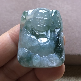 缅甸玉石A货翡翠玉雕玉器文玩老坑料冰飘花佛公玉牌挂件吊坠捡漏