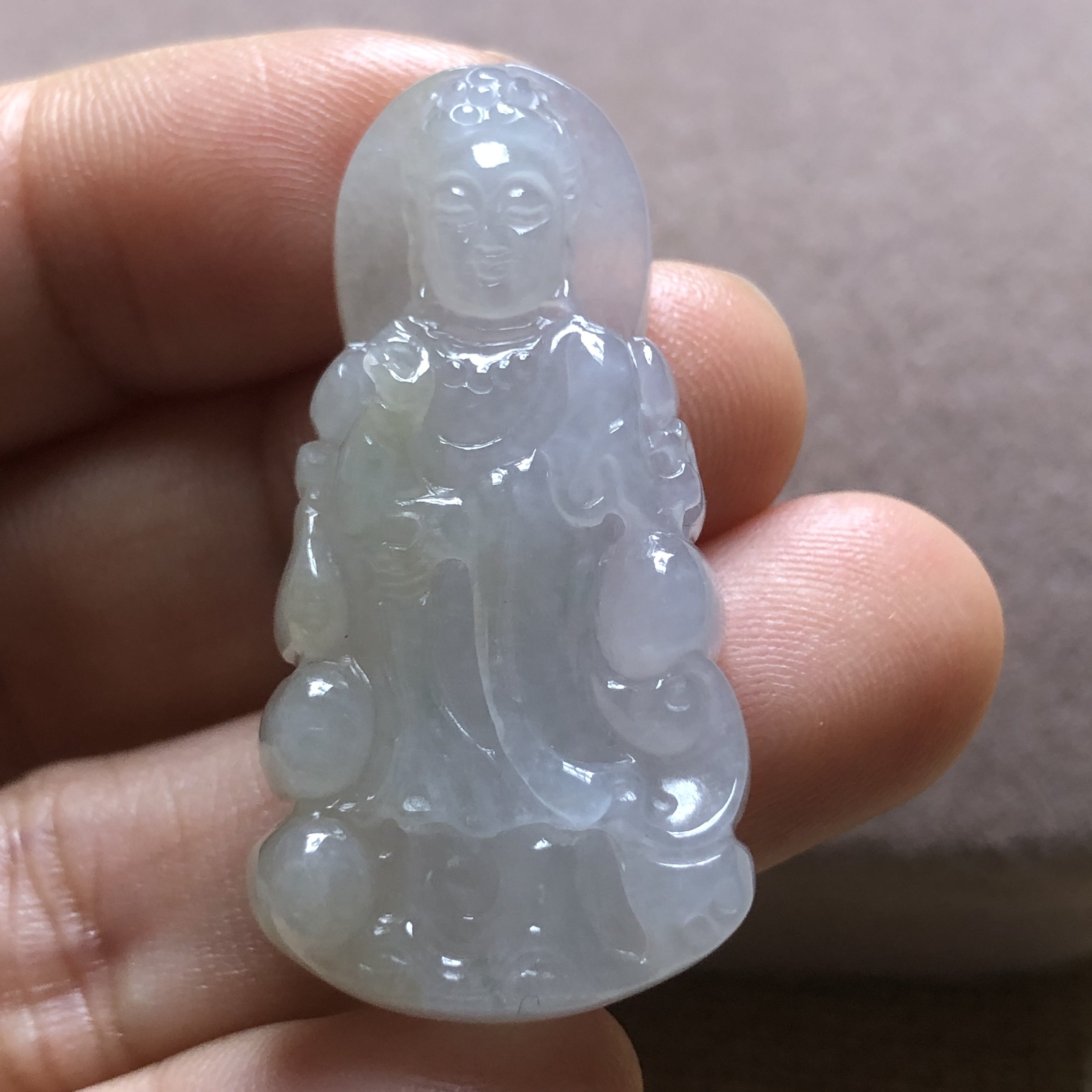 缅甸玉石A货翡翠玉器文玩老坑料冰糯种精美站观音挂件吊坠捡漏价