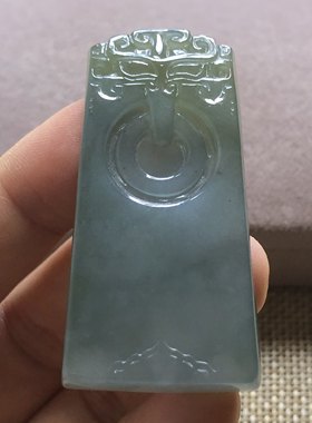 缅甸玉石A货翡翠玉雕玉器文玩老坑料冰起胶黄翡精雕仿古玉牌挂件